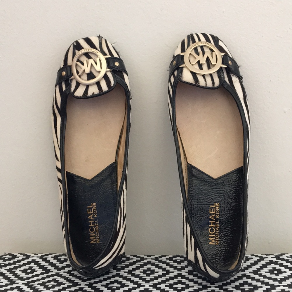 Michael Kira flats, zebra print, size US 7.5